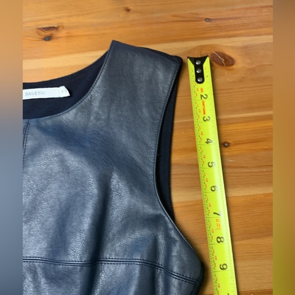 Anthropologie Bailey 44 Navy Blue Dress w Stretch, Faux Leather Upper - Picture 7 of 14